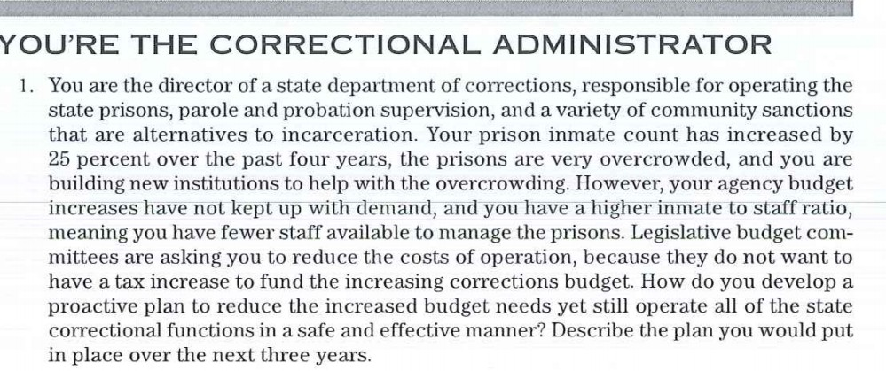 YOU'RE THE CORRECTIONAL ADMINISTRATOR 1. You are