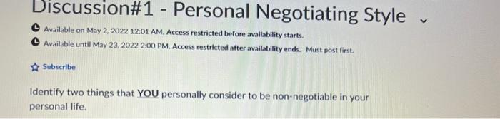- V Discussion#1 - Personal Negotiating Style