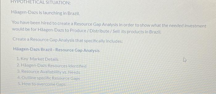 HYPOTHETICAL SITUATION: Hagen-Dazs is launching