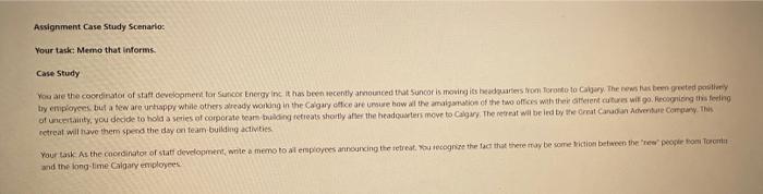 Complete this question in a memo format . Use