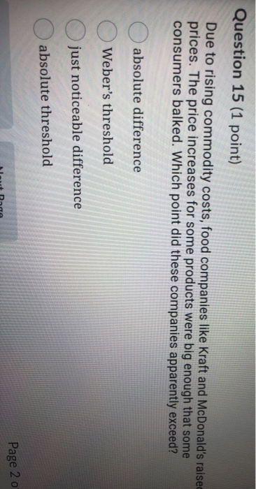 Question 15 (1 point) Due to rising commodity