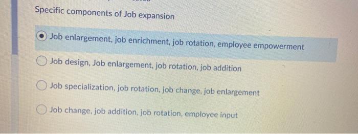 Specific components of Job expansion Job
