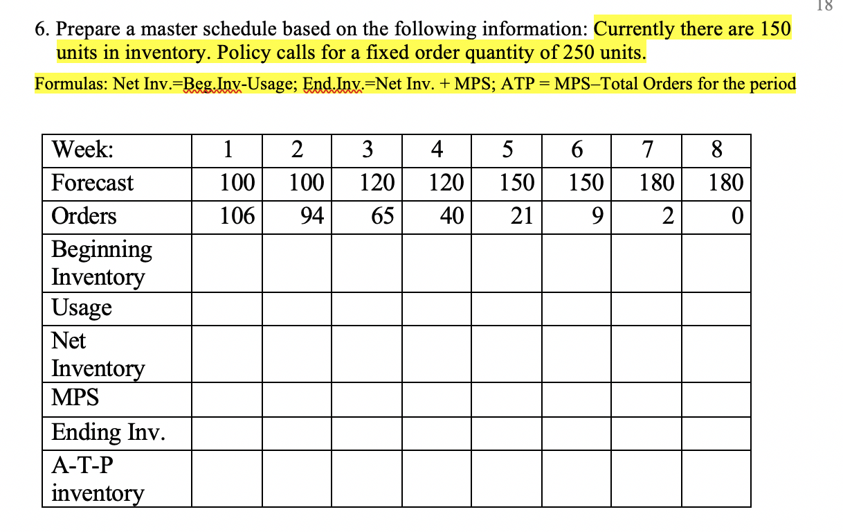 please answer, will give thumbs up 18 6. Prepare
