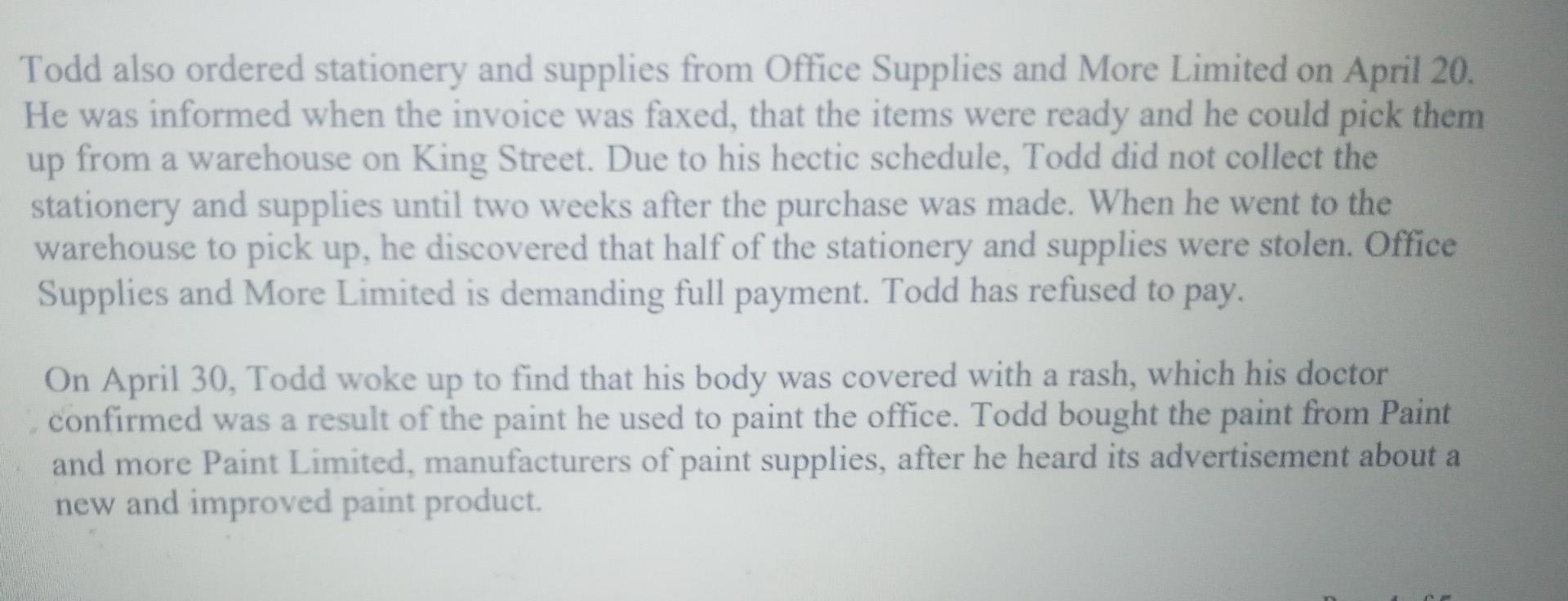 Instruction - Answer Question 1 using the Sale of
