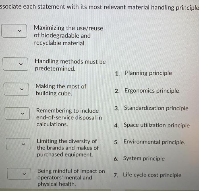 ssociate each statement with its most relevant