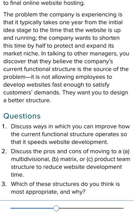 Speeding Up Website Design You have been hired by