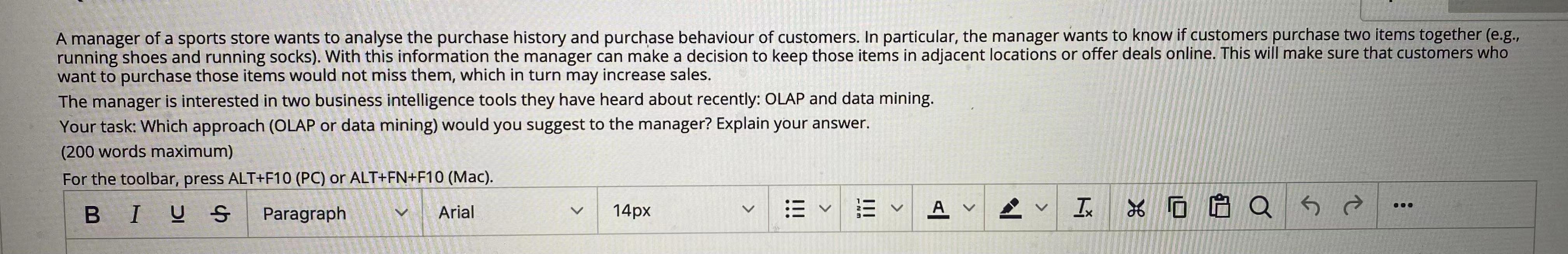 A manager of a sports store wants to analyse the