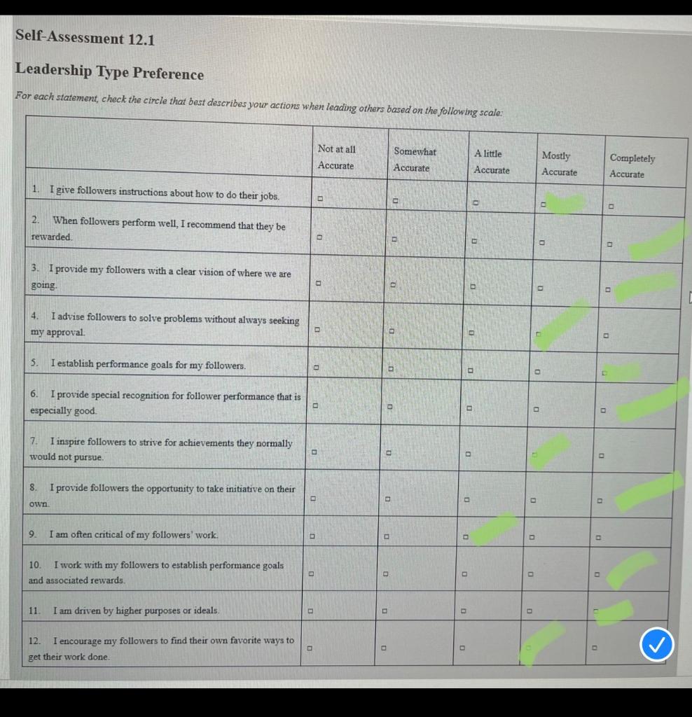 Based off the picture for the assessment in the