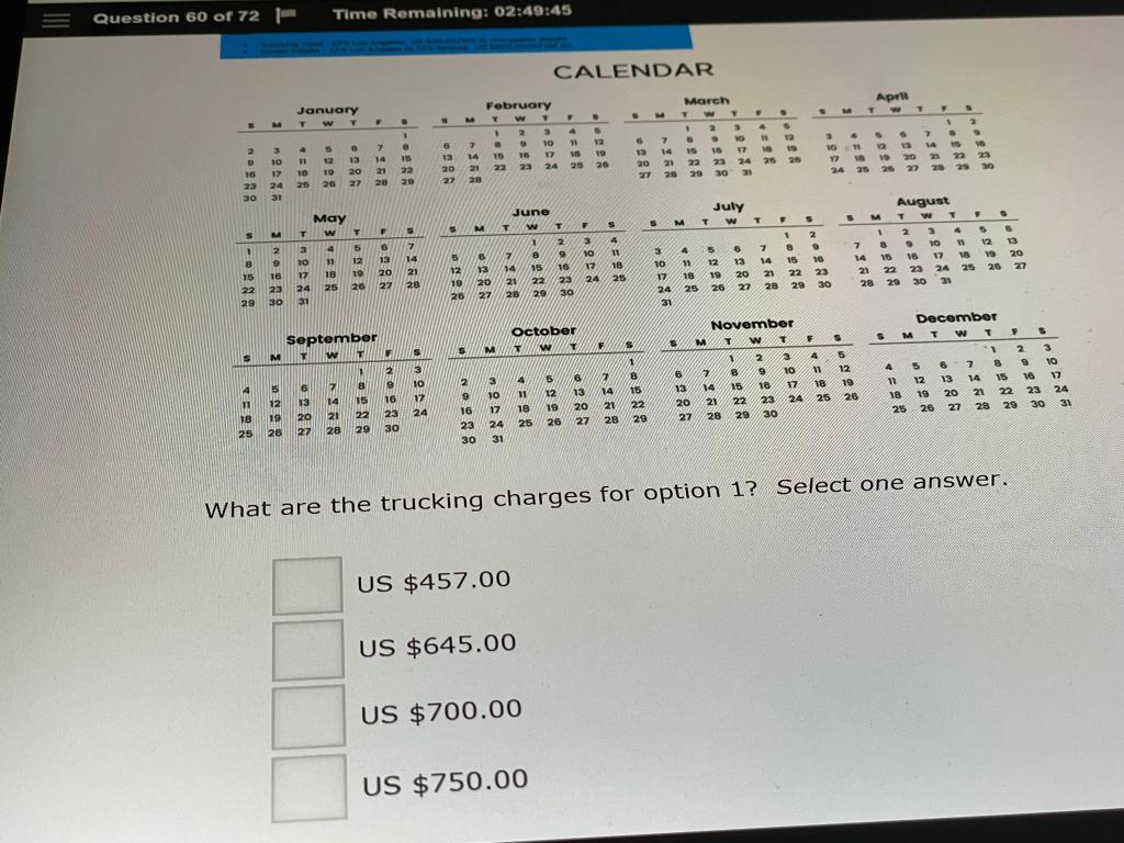 Review the shipment scenario and the calendar