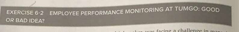 EXERCISE 6-2 EMPLOYEE PERFORMANCE MONITORING AT