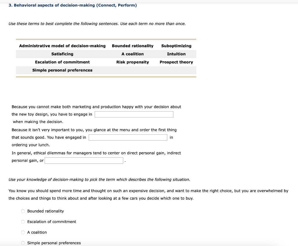 3. Behavioral aspects of decision-making