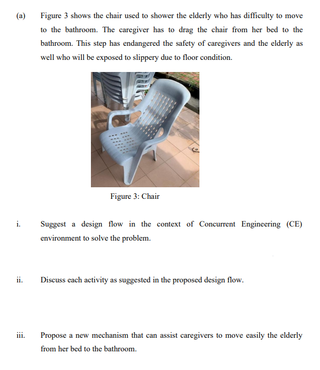 (a) Figure 3 shows the chair used to shower the