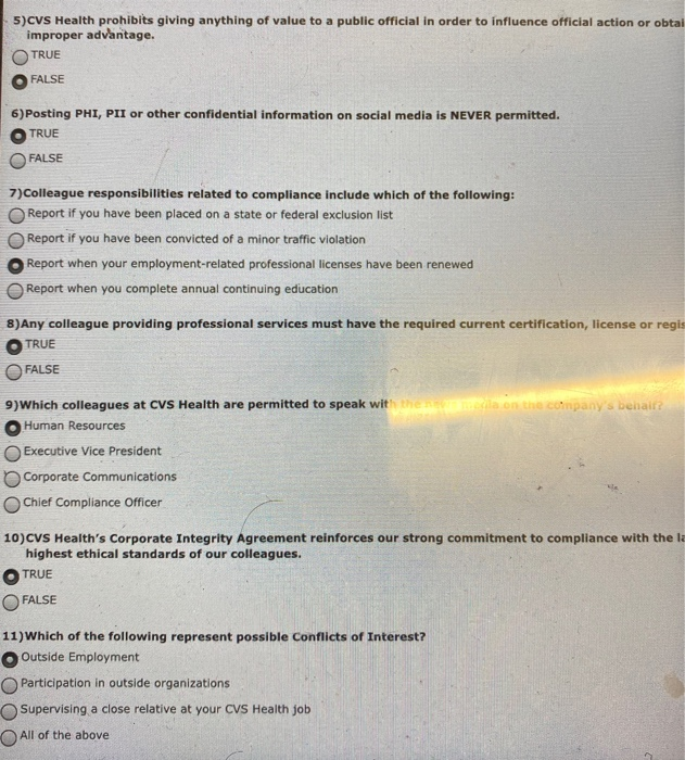 5)CVS Health prohibits giving anything of value