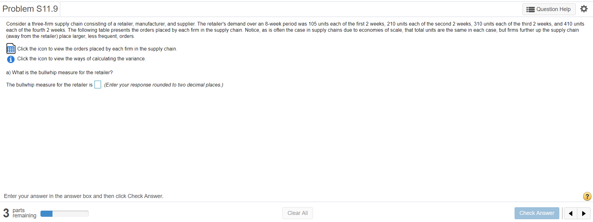 Problem S11.9 Question Help Consider a three-firm