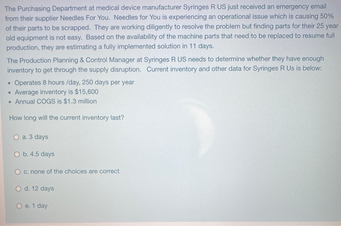 The Purchasing Department at medical device