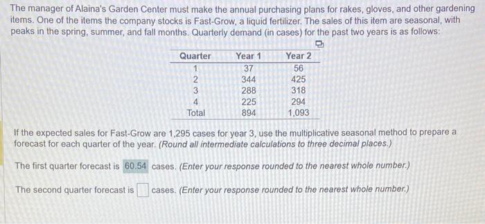 The manager of Alaina's Garden Center must make