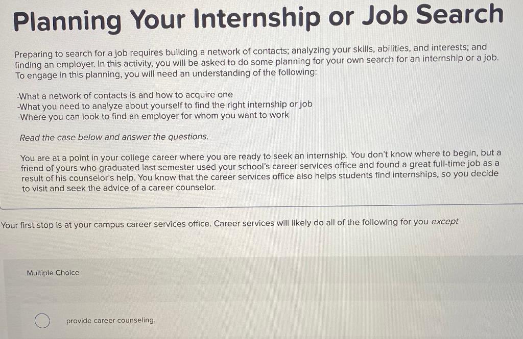 Planning Your Internship or Job Search Preparing