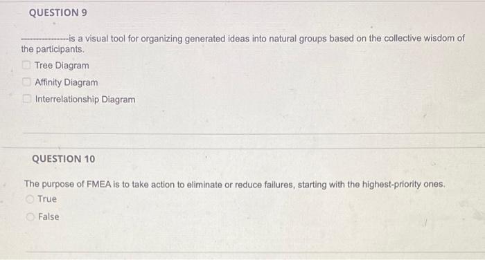 QUESTION 9 --is a visual tool for organizing