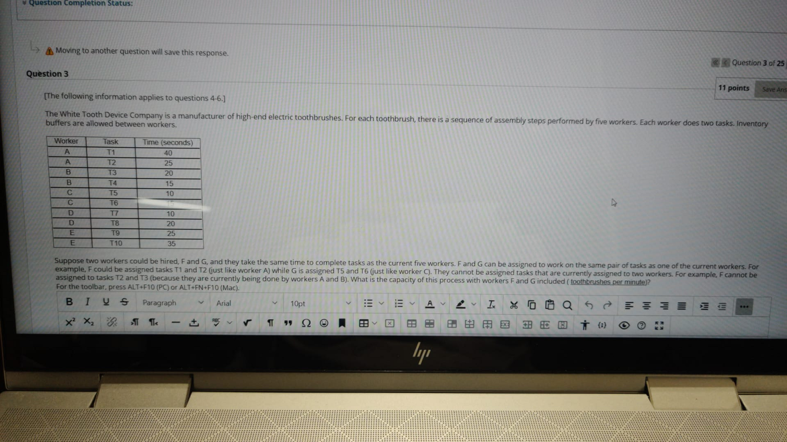 Question Completion Status: Moving to another