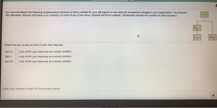 You have developed the following simple product