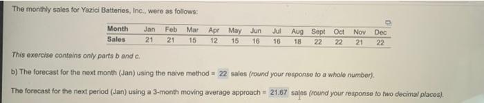 Feb Mar 15 18 22 The monthly sales for Yazici