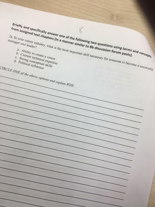 Briefly and specifically answer one of the