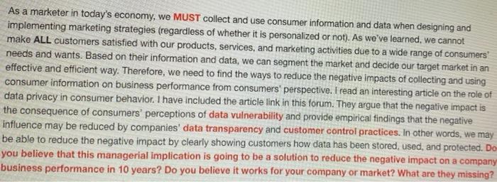 As a marketer in today's economy, we MUST collect