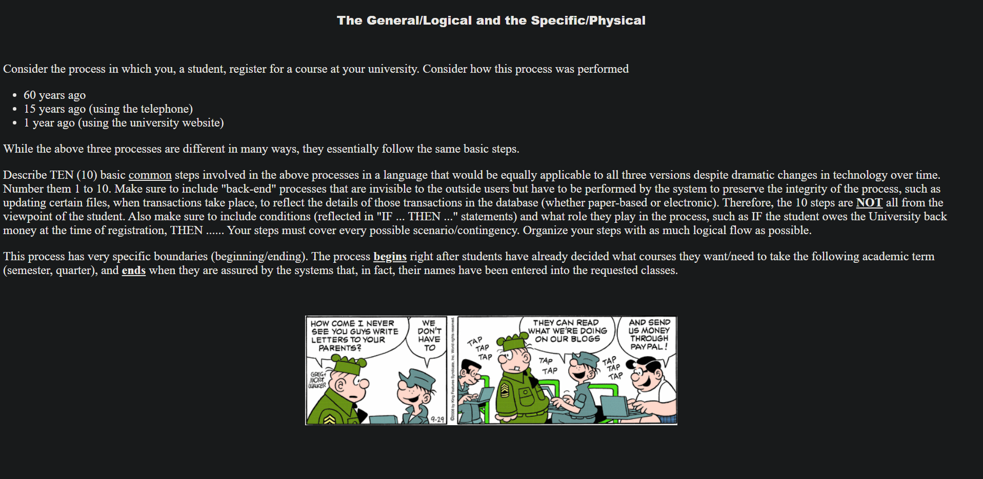 The General/Logical and the Specific/Physical