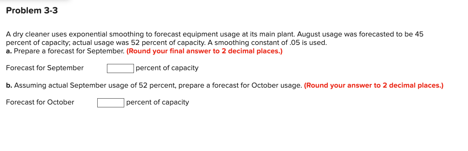 A dry cleaner uses exponential smoothing to