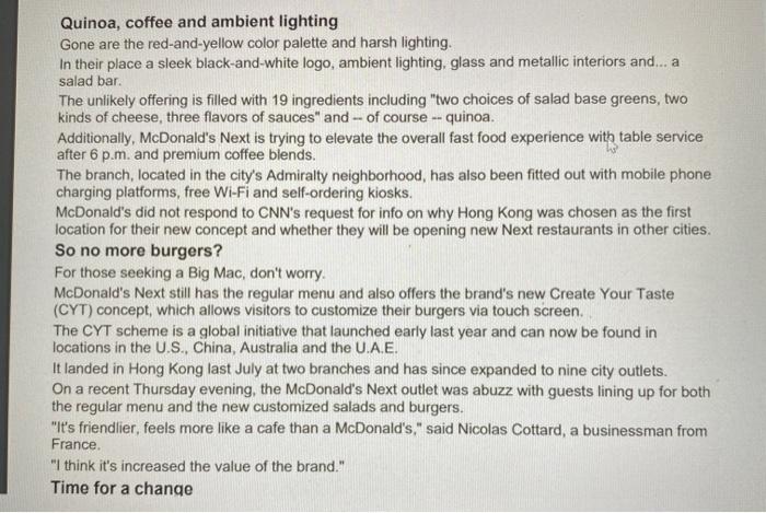 Big Mac with a side of quinoa? Inside the world's