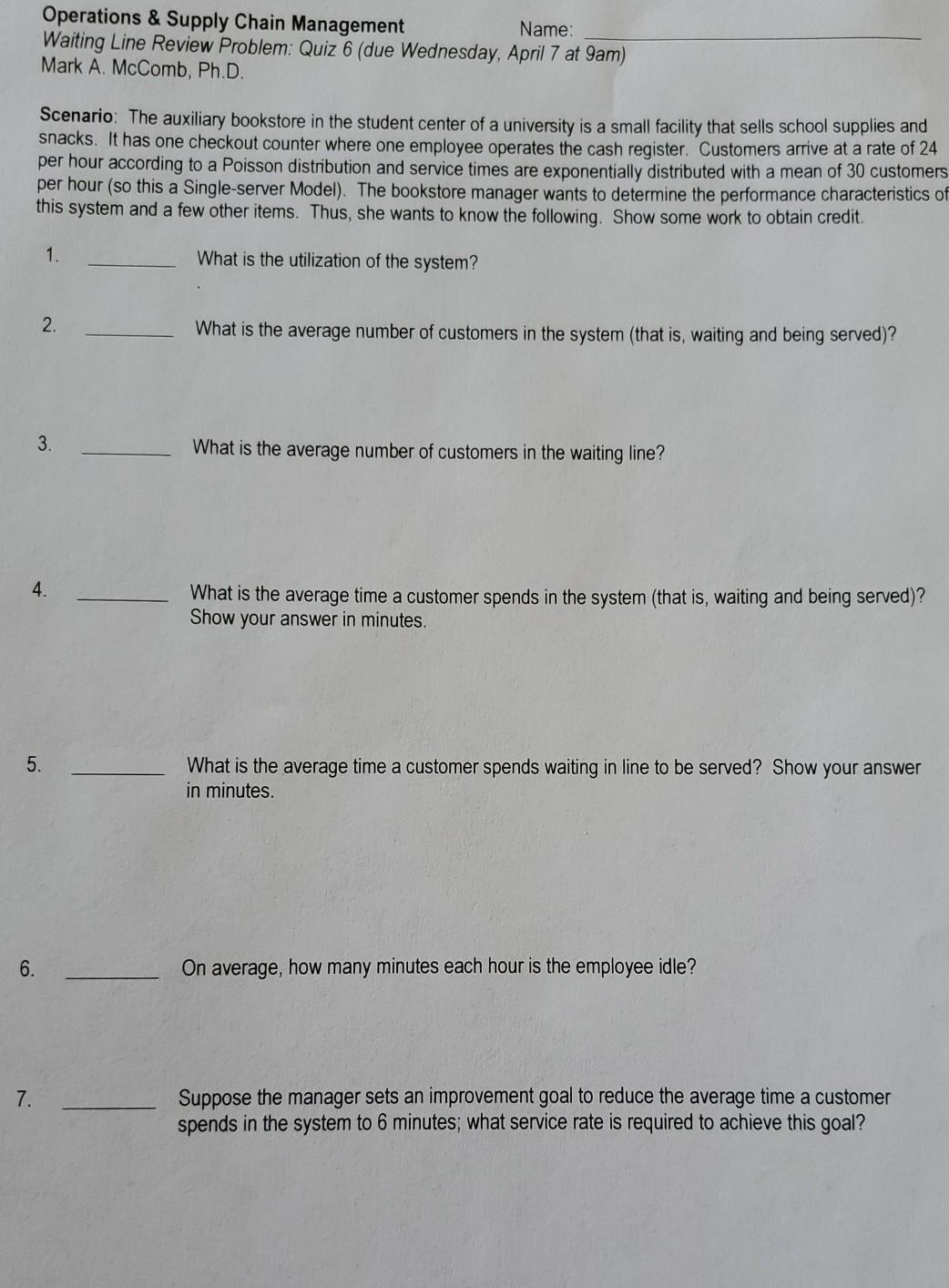 please show how to do each problem. show the