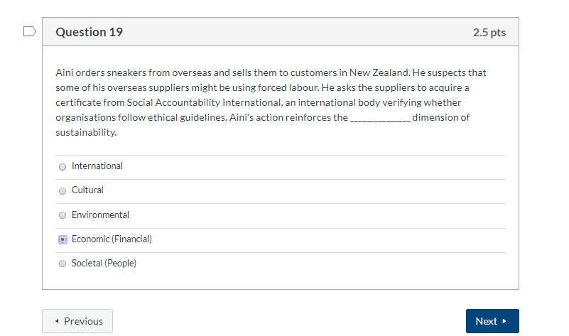 Question 18 2.5 pts From the operations