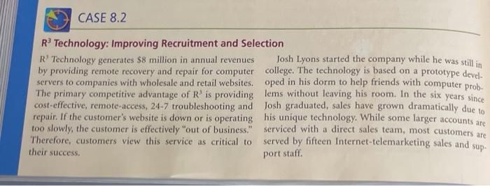 CASE 8.2 RTechnology: Improving Recruitment and