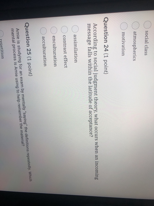 social class atmospherics motivation Question 24