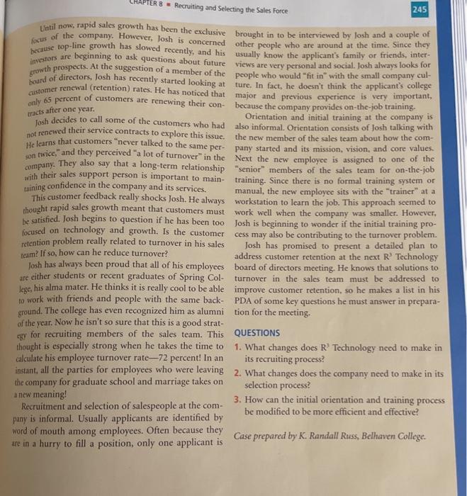 CASE 8.2 RTechnology: Improving Recruitment and