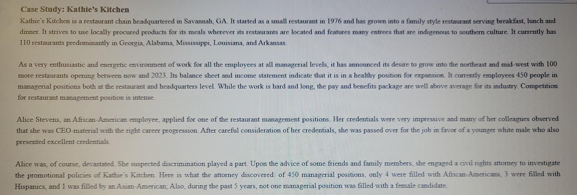 Case Study: Kathie's Kitchen Kathie's Kitchen is