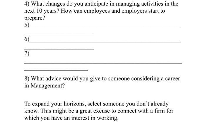 Interview of a Professional Manager For this