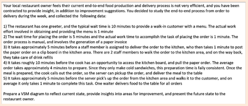 Your local restaurant owner feels their current