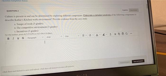 Question completion Status Case Study: Kathie's