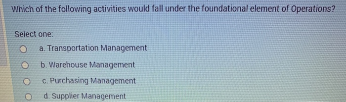 Which of the following activities would fall