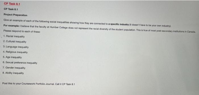 CP Task 8.1 CP Task 8.1 Project Preparation Give