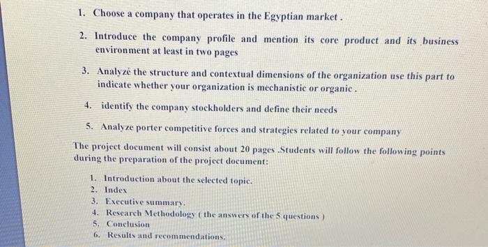 organzation analysis & design 1. Choose a company