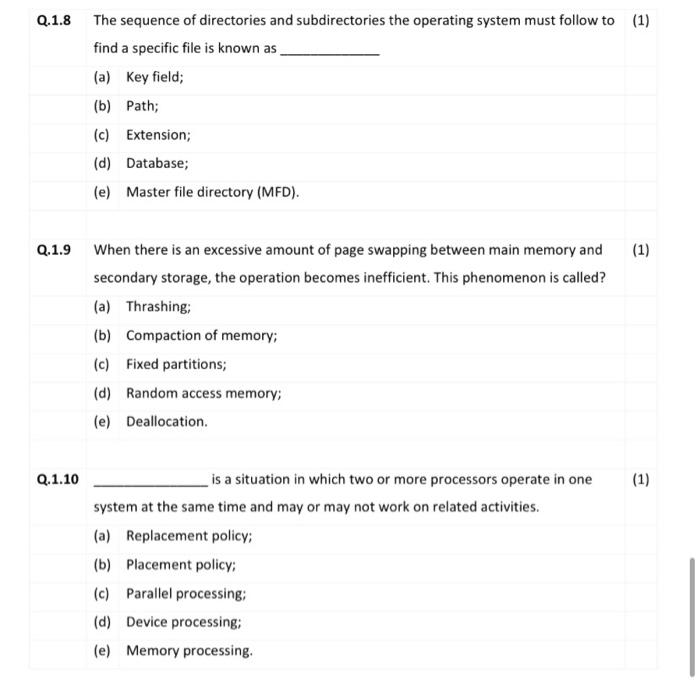 please do Question 1 Multiple-choice questions: