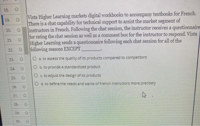 18. 19. 20. Vista Higher Learning markets digital