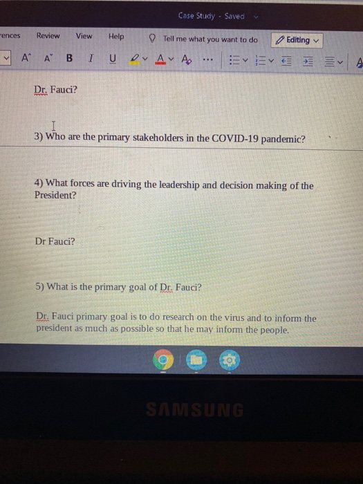 Case Study . Saved w ences Review View Help Tell