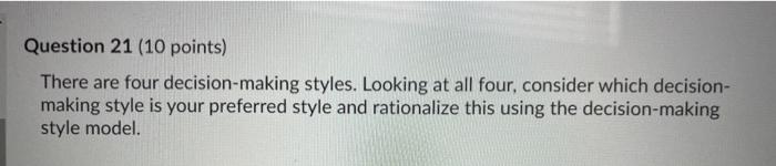 Question 21 (10 points) There are four