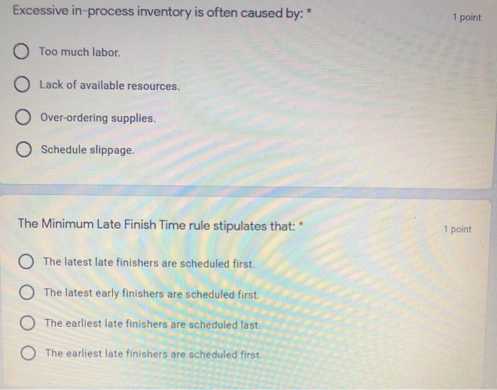 Excessive in-process inventory is often caused