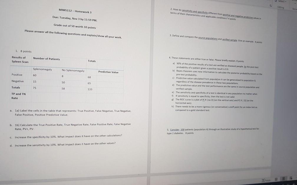 5 MIM5112 - Homework 3 2. How do sensitivity and
