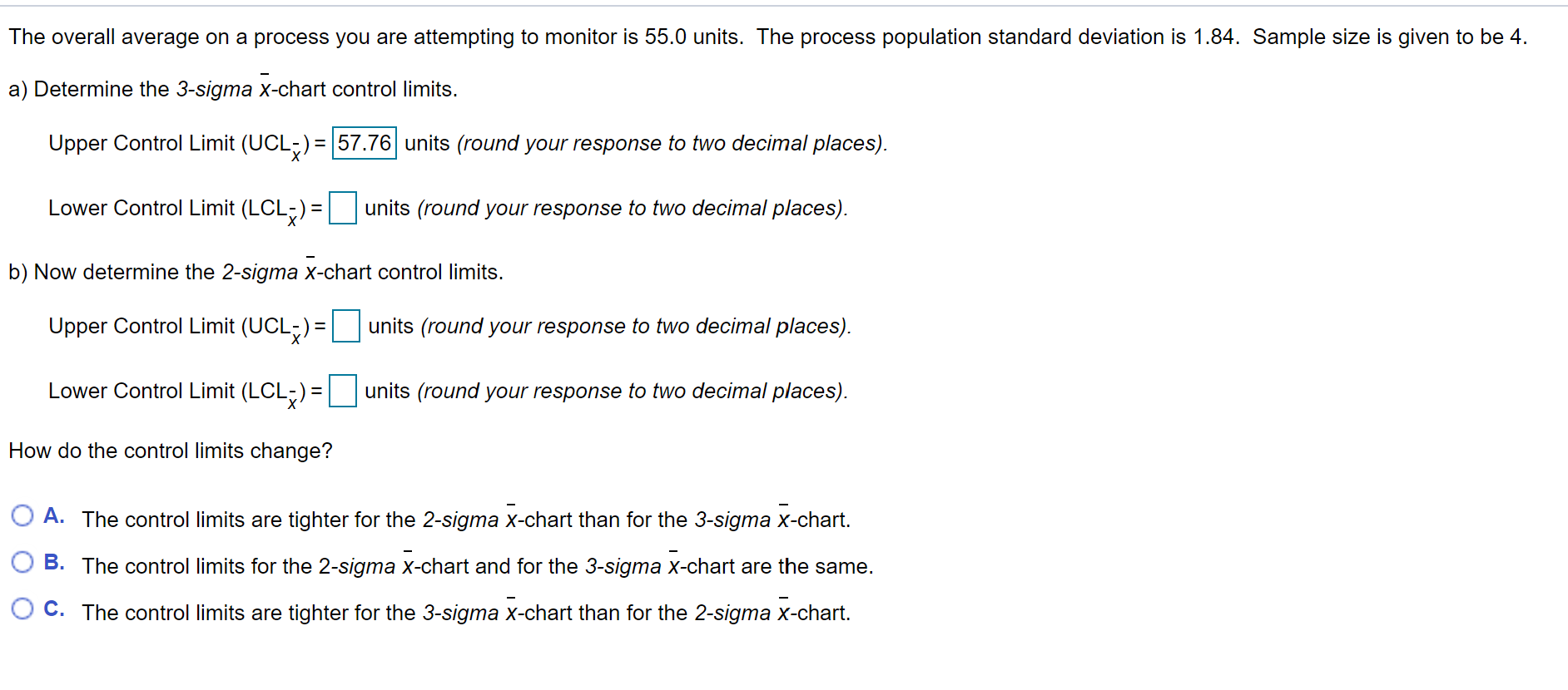 The overall average on a process you are