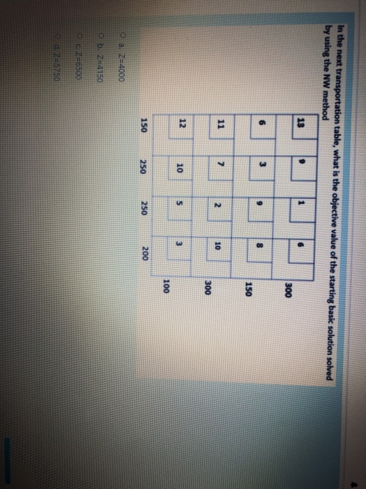 In the next transportation table, what is the